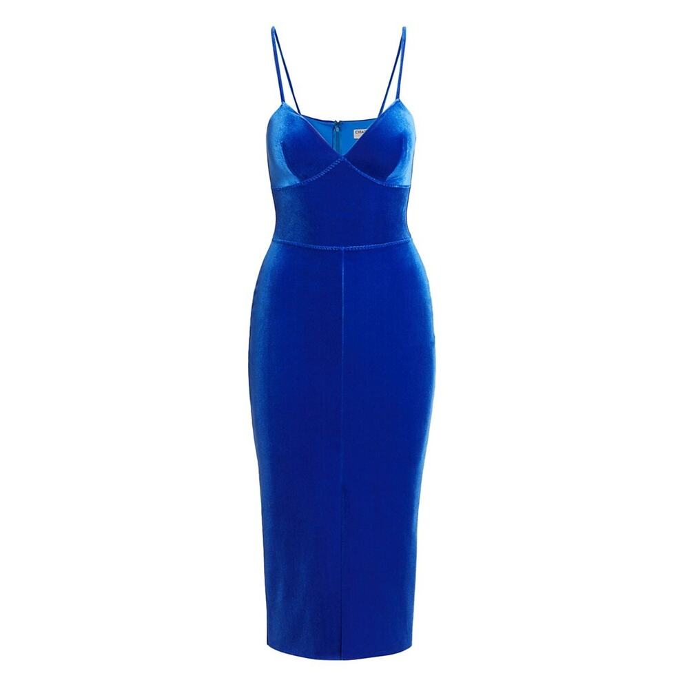 Chiara Boni La Petite Robe Velvet Bodycon Blue Klein Stina Dress Size 38 IT /